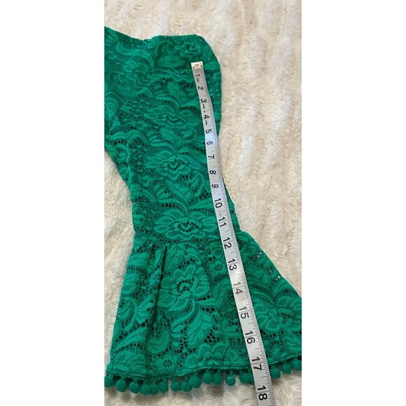 GB Brand Green Lace Romper Shorts High-Rise Polyester Blend Junior's Size L-READ - Picture 6 of 16